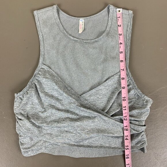 Free People Movement Womens M Cropped Tank Top Gray Cross Front Bralette Bra - Picture 13 of 16